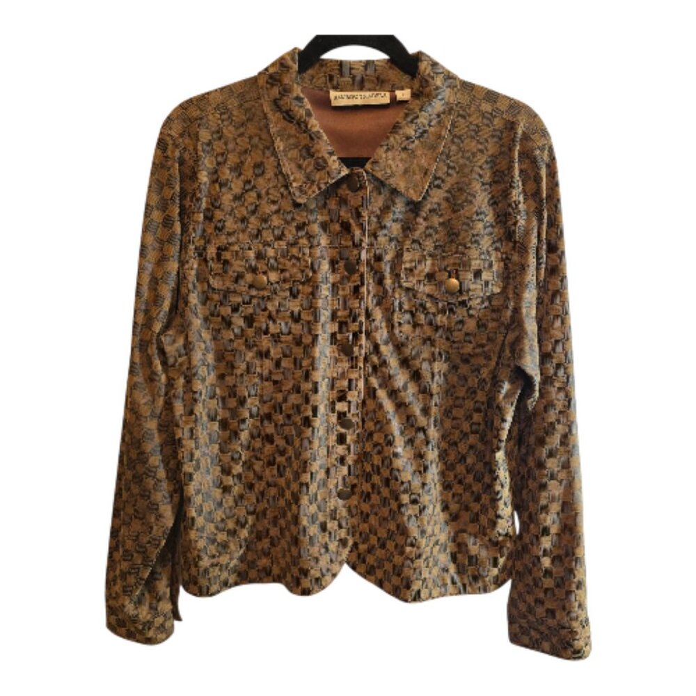 BAMBOO TRADERS VINTAGEJACKET SIZE LARGE COPPER BLACK BUTTON UP LONG SLEEVE